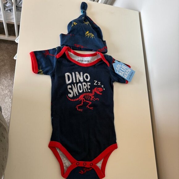 Little Blue House By Hatley Baby Body Suit & Hat Dinosaurs 12-18 months NEW Dino - Picture 3 of 10